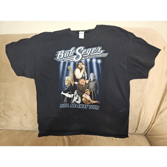 Other - Bob Seger "Roll Me Away Tour" 2018/2019 Black Concert T Shirt Sz XL Grunge Retro